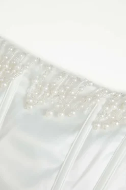 Pearl Braided Eyelet Corset Midi Dress
