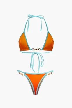 Pearl Detail Halter 2-piece Bikini Set