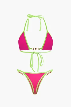 Pearl Detail Halter 2-piece Bikini Set