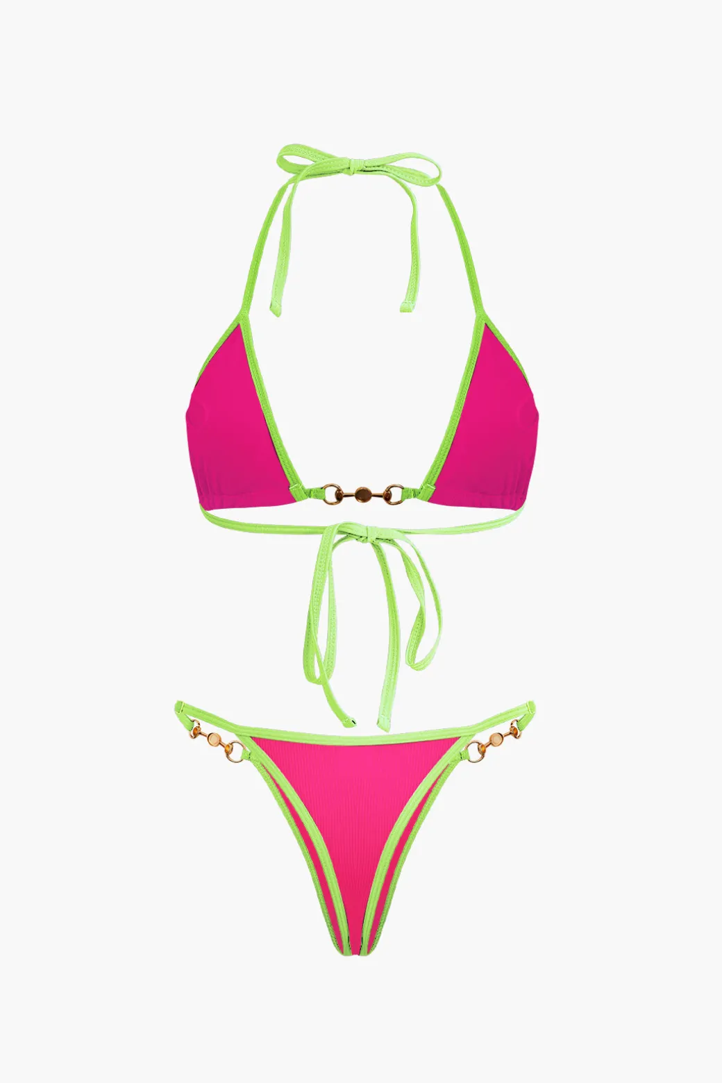 Pearl Detail Halter 2-piece Bikini Set
