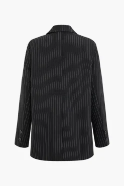 Pinstripe Print Notched Lapel Blazer