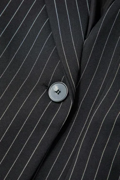Pinstripe Print Notched Lapel Blazer