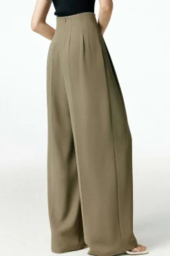 Pleated Asymmetrical Wide Leg Trousers