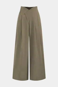 Pleated Asymmetrical Wide Leg Trousers