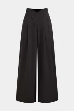 Pleated Asymmetrical Wide Leg Trousers
