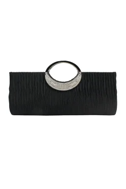 Pleated Design Rhinestone Clutch Bag