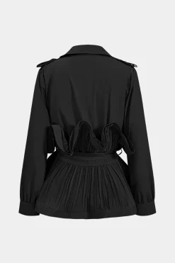 Pleated Ruffle Tie-Up Jacket