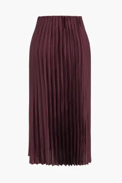 Pleated Satin Skirt