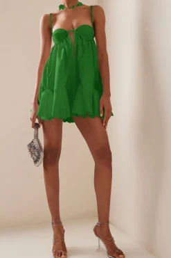 Pleated Slip Sleeveless Bustier Mini Dress