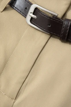 Pleated Wide Leg Pants With Belt