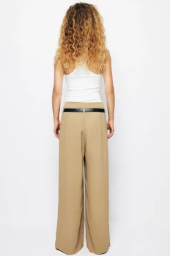 Pleated Wide Leg Pants With Belt
