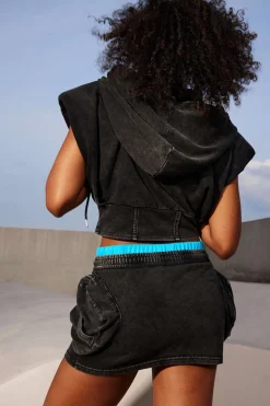 Pocket Drawstring Mini Skirt