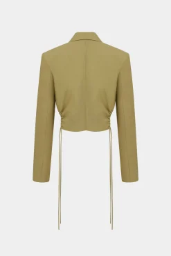 Pocket Notched Lapel Drawstring Blazer