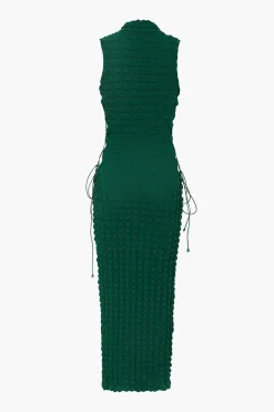 Popcorn Textured Tie Side Sleeveless Maxi Dress
