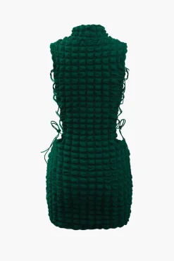 Popcorn Textured Tie Side Mini Dress