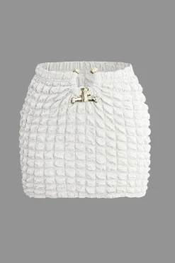 Popcorn Textured Tube Top And Mini Skirt Set