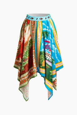 Print Asymmetrical Skirt