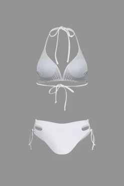 Print T-shirt And Tie Halter Bikini Set