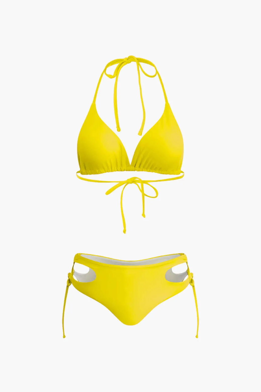Print T-shirt And Tie Halter Bikini Set