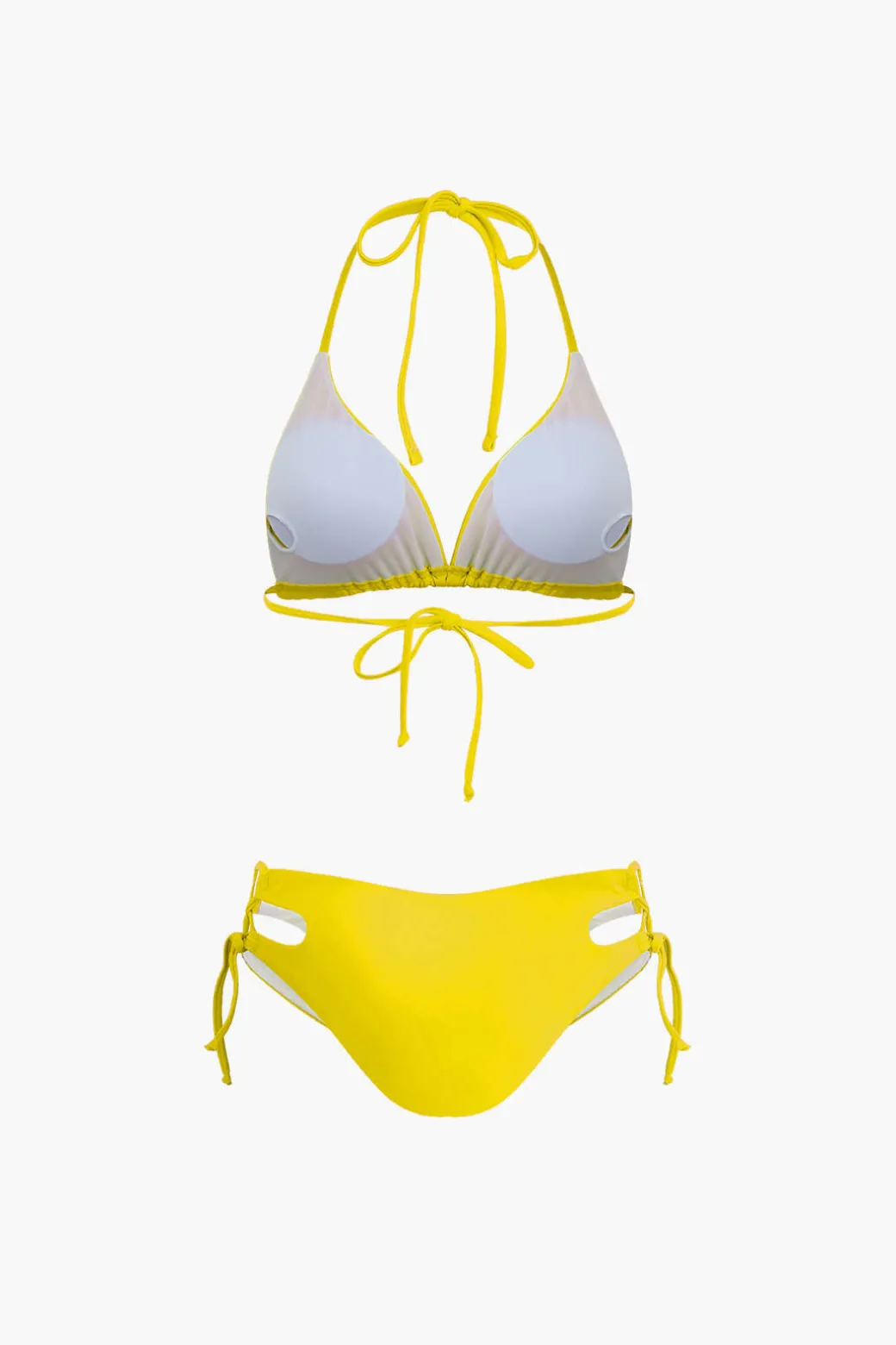 Print T-shirt And Tie Halter Bikini Set