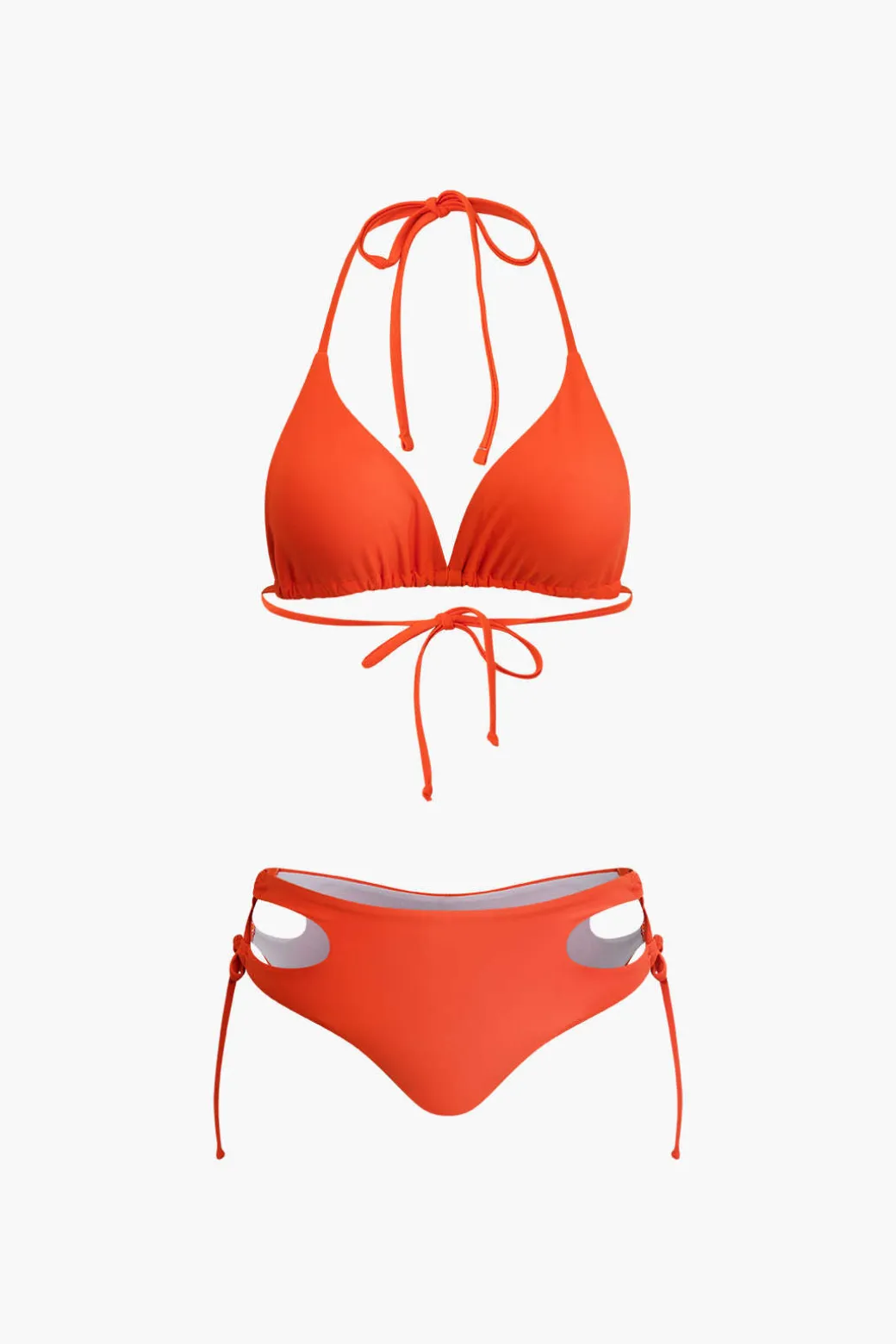 Print T-shirt And Tie Halter Bikini Set