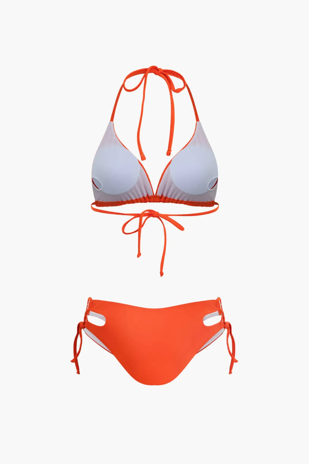 Print T-shirt And Tie Halter Bikini Set