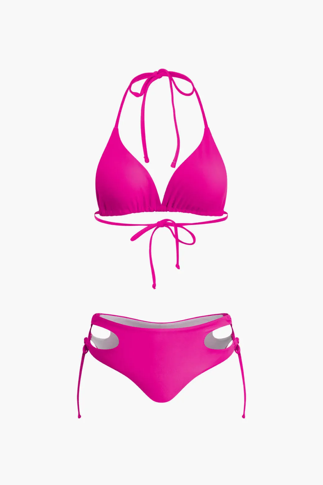 Print T-shirt And Tie Halter Bikini Set