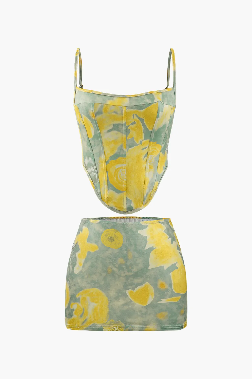 Printed Corset Cami Top And Mini Skirt Set