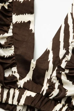 Printed V-neck Back Cut Out Crop Blouse