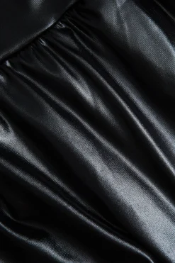 Pu Leather Ruched A-Line Skirt