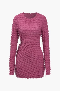 Puff Texture Long Sleeve Mini Dress