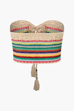 Rainbow Crochet Tie Front Tube Top And Shorts Set