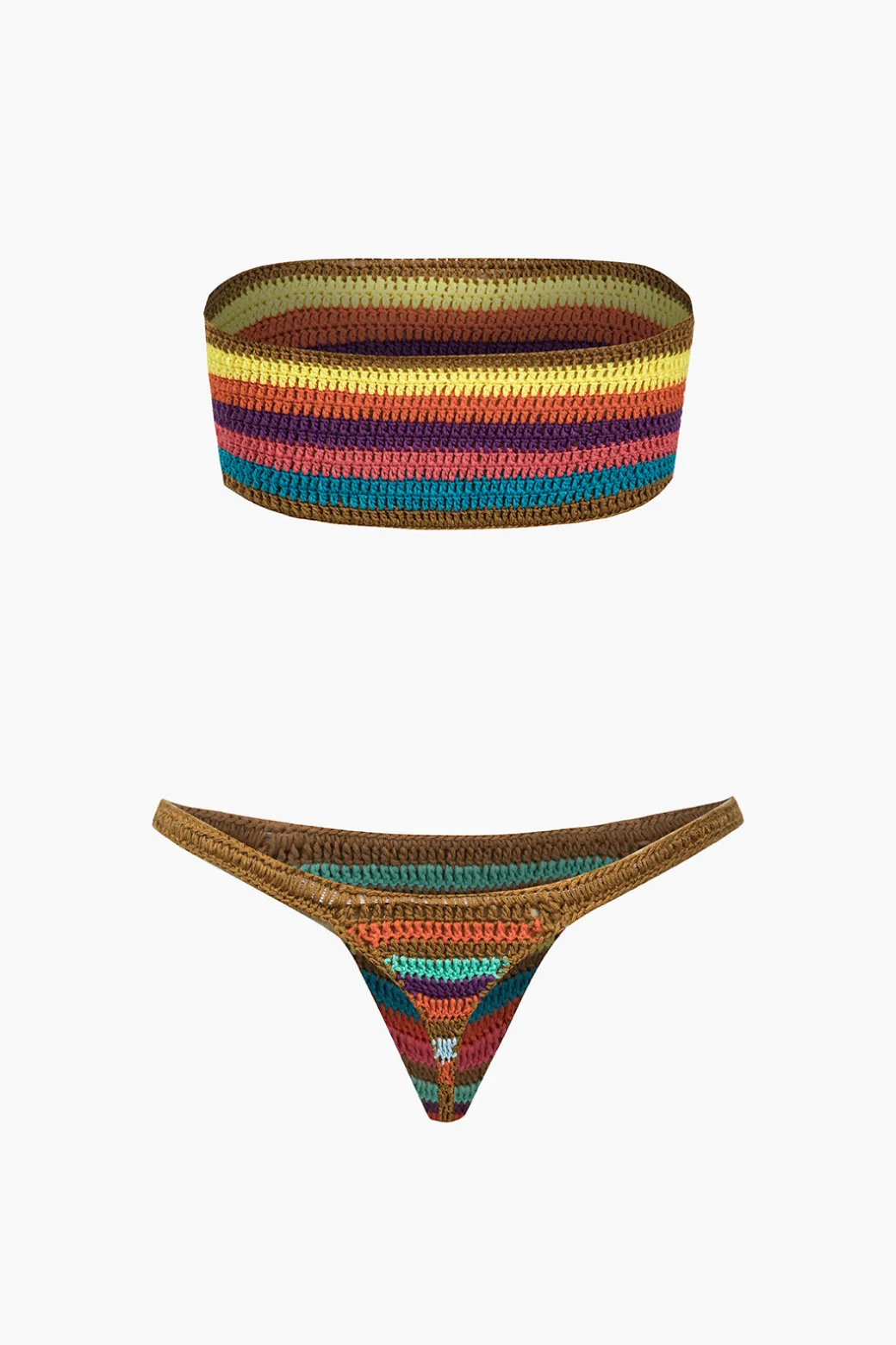 Rainbow Stripe Crochet Bikini Set