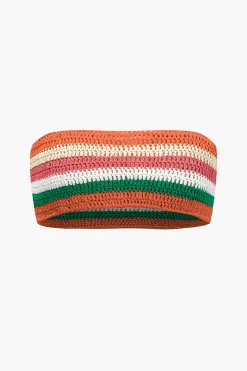 Rainbow Stripe Crochet Bikini Set