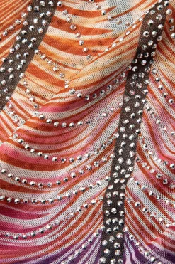 Rainbow Striped Rhinestone Bodycon Mini Dress