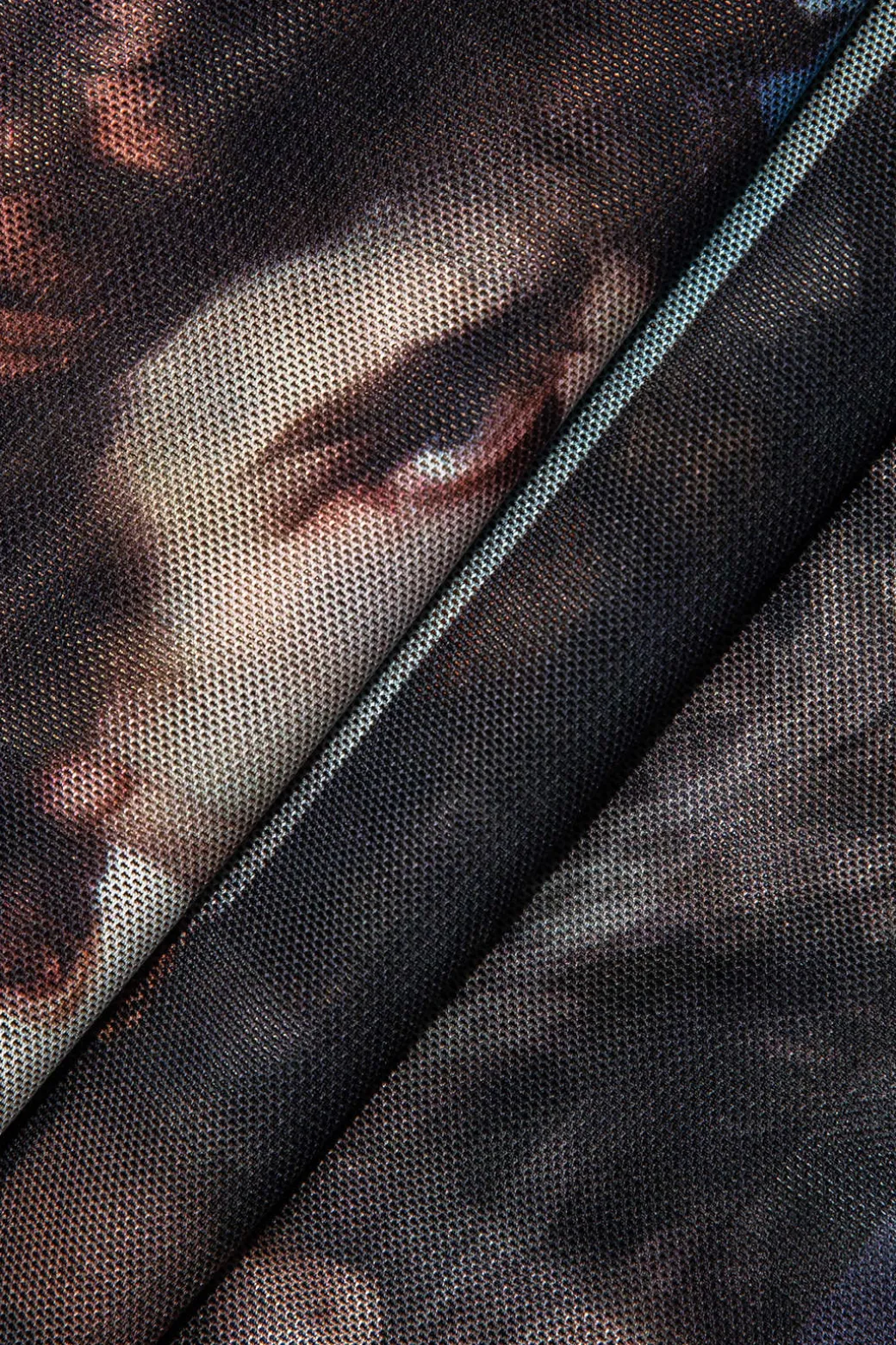 Renaissance Print Sleeveless Mesh Bodysuit