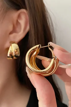 Retro Double-Layer Metal Earrings