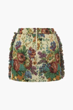 Retro Floral Print Fringe Zipper Mini Skirt