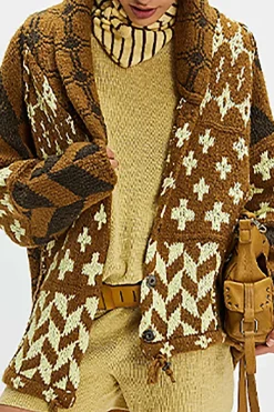 Retro Pattern Knit Button Cardigan