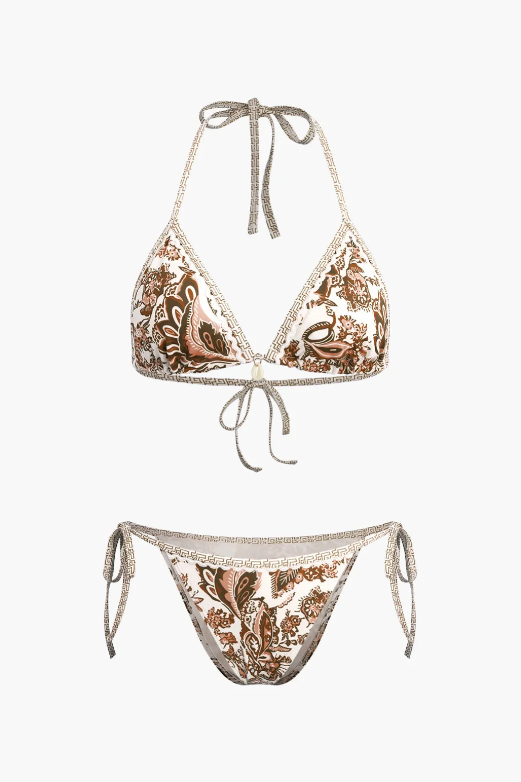Retro Print Halter Bikini Set
