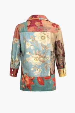 Retro Print Long-Sleeve Shirt