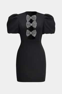Rhinestone Bow Cut Out Mini Dress