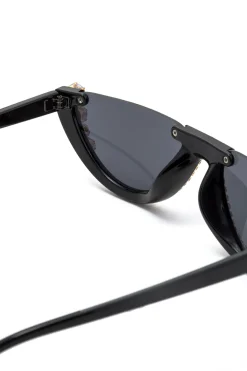Rhinestone Decor Half Frame Sunglasses