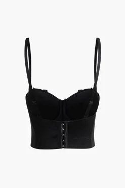 Rhinestone Embellished Flower Hook And Eye Bustier Cami Top