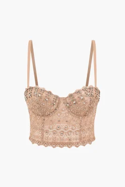 Rhinestone Lace Bustier Cami Top