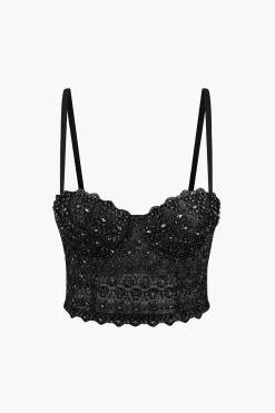 Rhinestone Lace Bustier Cami Top