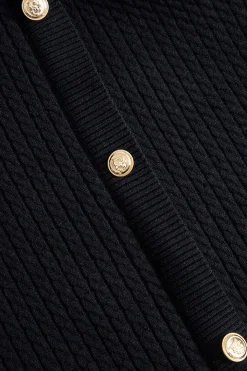 Ribbed Knit Button-Up Peplum Sweater