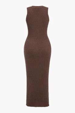 Ribbed Knit Dress And Cardigan Set