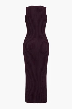 Ribbed Knit Dress And Cardigan Set