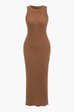 Ribbed Knit Dress And Cardigan Set